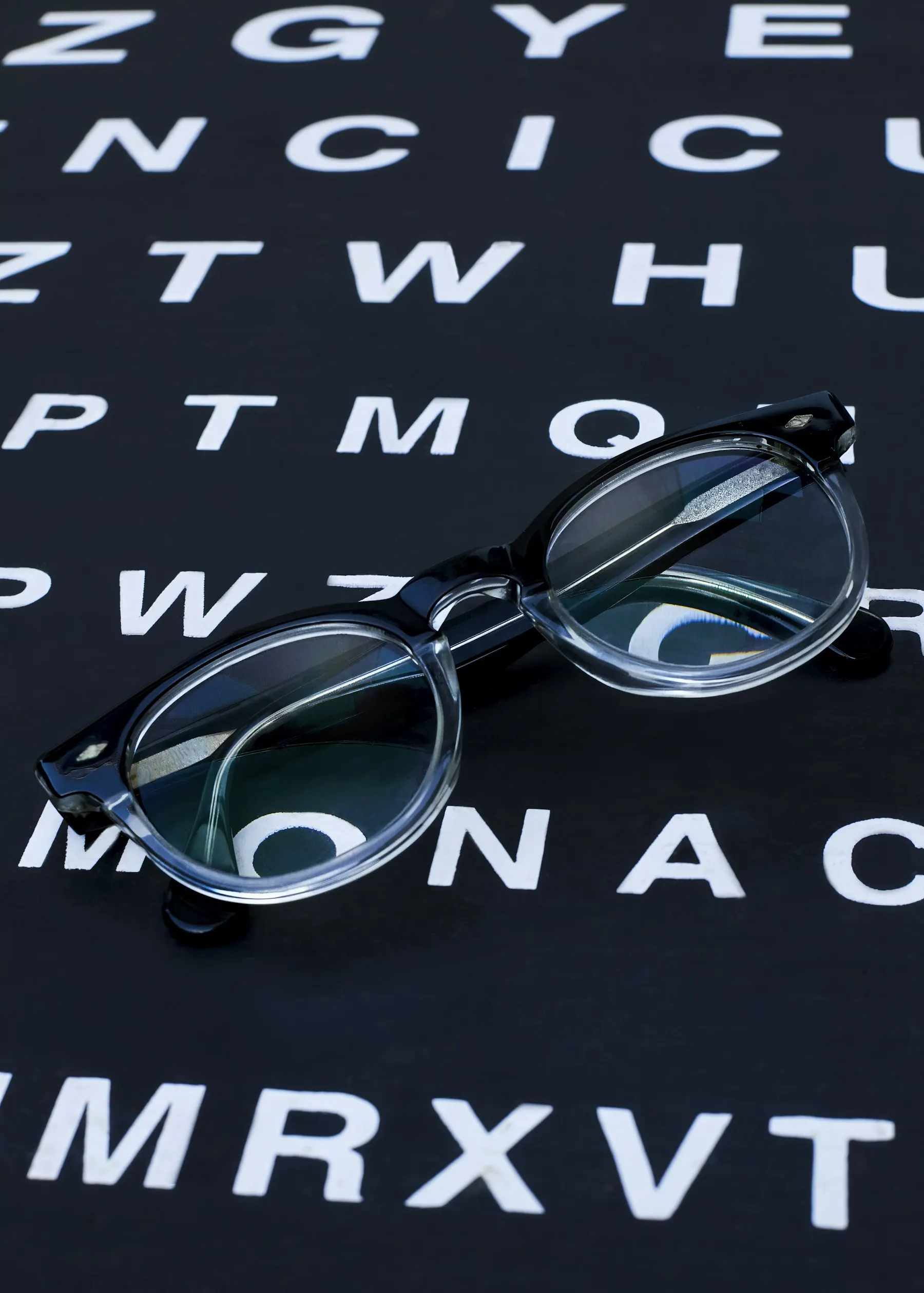 An eye chart used to check lens precision
